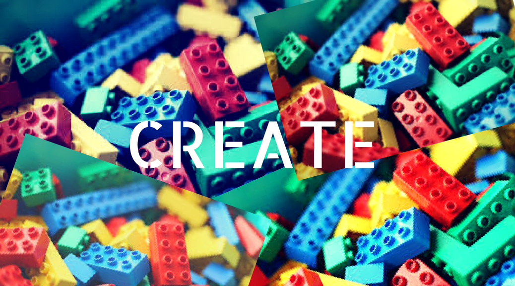 image of legos with the word "Create" centered upon it